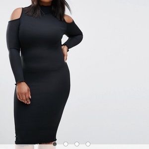 ASOS cold shoulder long sleeve black dress
